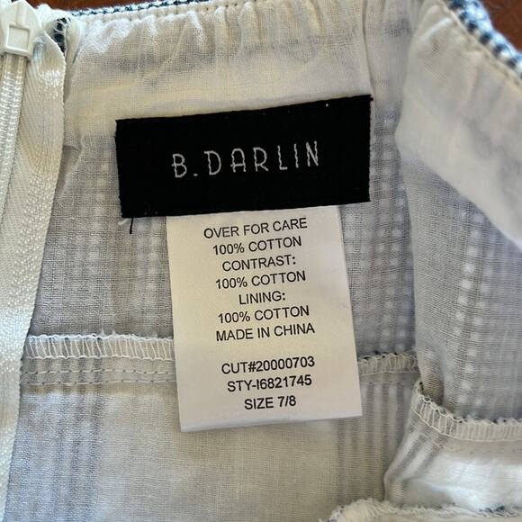 B.Darlin Blue & White Check Cotton Dress with Spaghetti Straps Sundress Country - Picture 6 of 10